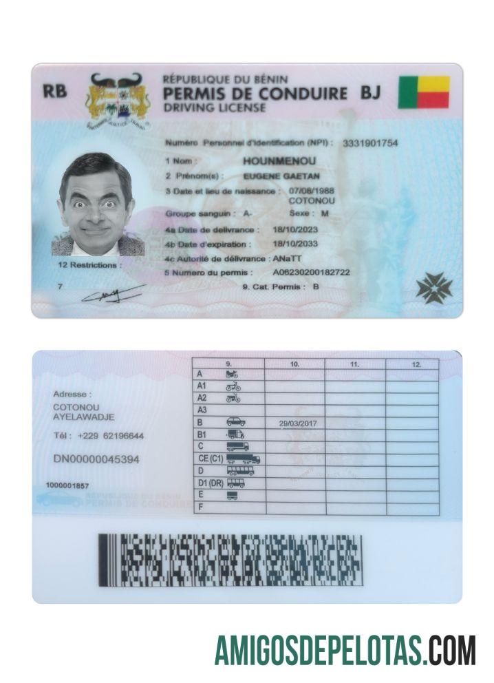 Carta de condução do Benim baixar para verificação